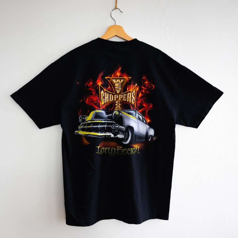 Vintage West Coast Choppers Long Beach Black Print Tee Made in USA
